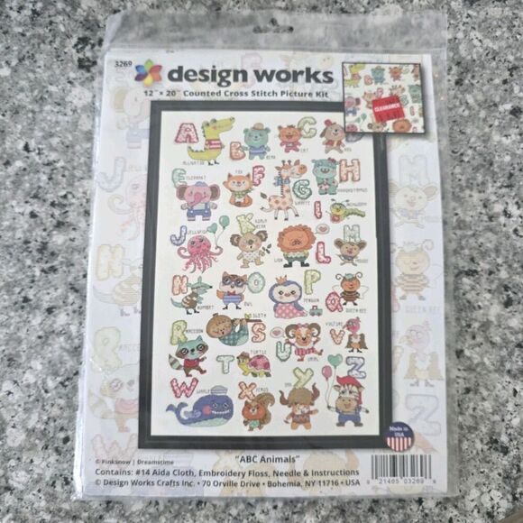 Design Works Counted Cross Stitch‎ Kit ABC Cute Animals #2852 Alphabet Crafts - Picture 1 of 7